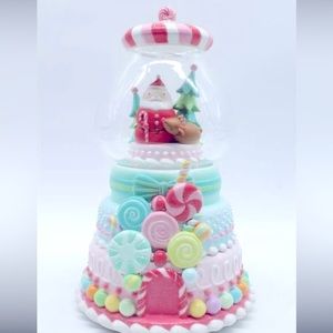 Christmas Peppermint Square LED Musical Santa Candy Gumball Machine NEW